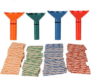 Coin Counters &amp; Coin Sorters Tubes Bundle of 4 Color-Coded Coin Tubes and 100