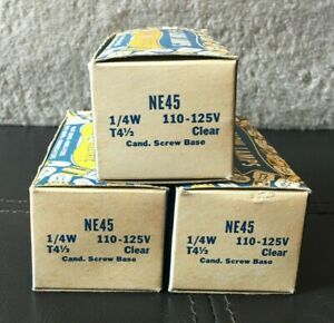 NEW Lot of 24 GE NE45 Vintage Light Bulb Neon Glow Lamps Candelabra Base Pinball