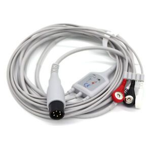 3.5M Length one-piece ECG cable compatible GE HRRM-71-1/2 Porta-Fib I II III