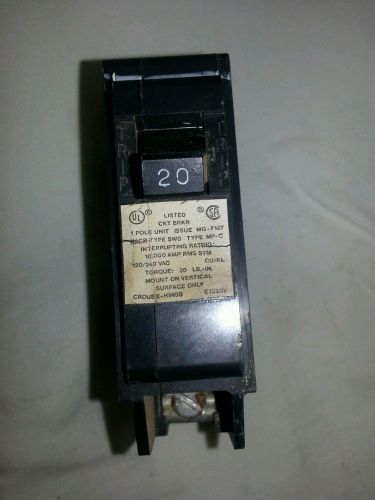 Crouse-hinds 20 amp 1 pole circuit breaker for sale