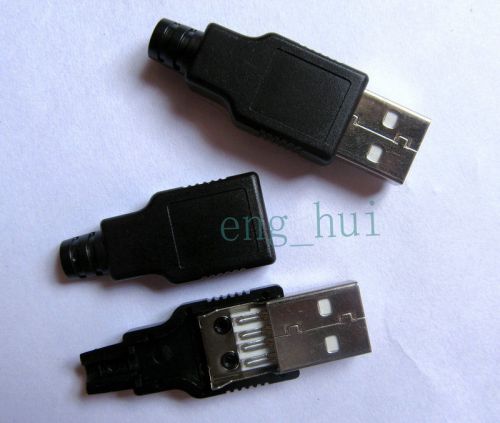USB A 2.0 Plug 4 Pin Male Adapter Connector with Plastic  5 pcs