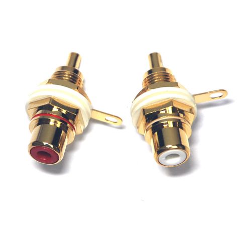 10 pair rca jack female socket audio grade gold plated color=red + white #1001 for sale