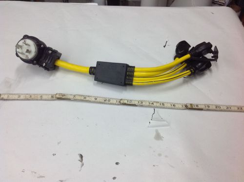 Pass Seymour L1430P Turnlok Plug with 4-Way Splitter Cord 30A 125/250V Lite Used
