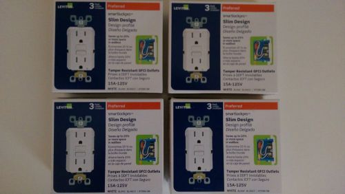 *brand new* four (4) leviton 15 amp white slim gfci receptacles (3-pack) for sale