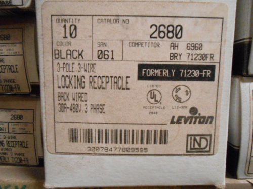 Leviton 2680 30-Amp, 480-Volt- 3PY, Flush Mounting Locking Receptacle, Lot of 10