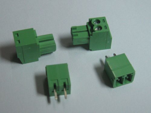 250 pcs screw terminal block connector 3.5mm 2 pin/way green pluggable type for sale