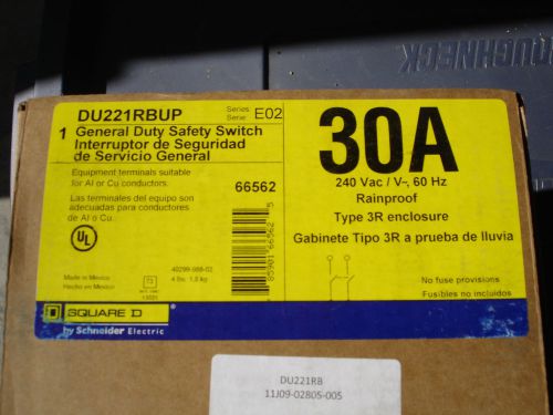 Square D DU221RBUP General Duty 30amp NON-Fused 240V Single Phase 3R Disc. NEW
