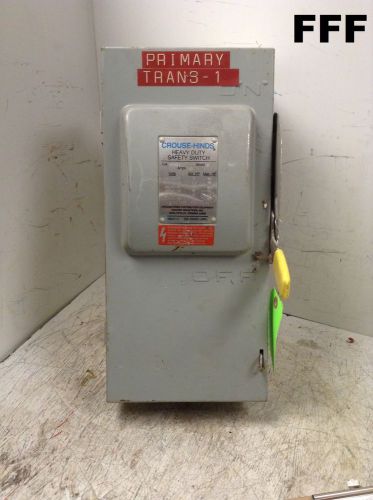 Crouse-Hinds Heavy Duty Safety Switch Cat No HH362 Model 6 60A w/ 3 Fuses