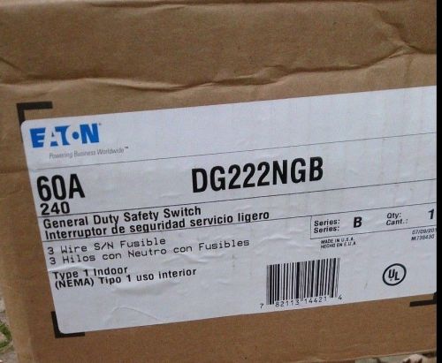 NEW Eaton DG222NGB Safety Switch, 60A, 240VAC, 3 Wire Disconnect