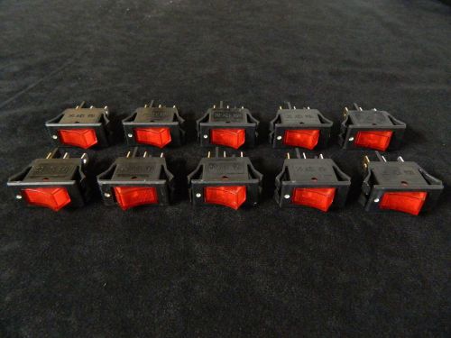 10 PACK ROCKER SWITCH ON OFF MINI TOGGLE RED LED 12V 10 AMP EC-1220RD
