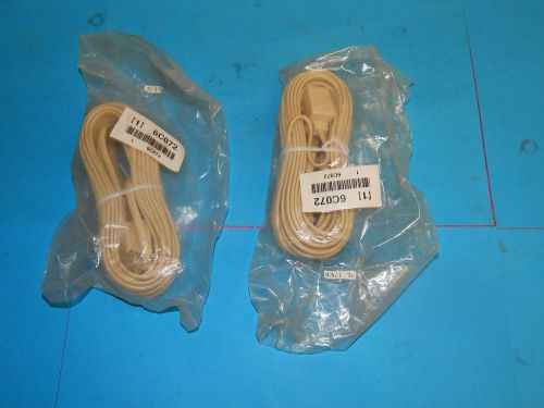 Lot of 2 industrial grade 6C072 telephone cord 25&#039; ft flat, ivory