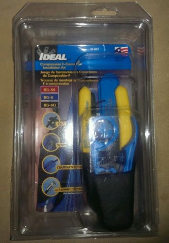 New ideal coax f connector compression tool kit 33-622 new stripper cutter pouch for sale