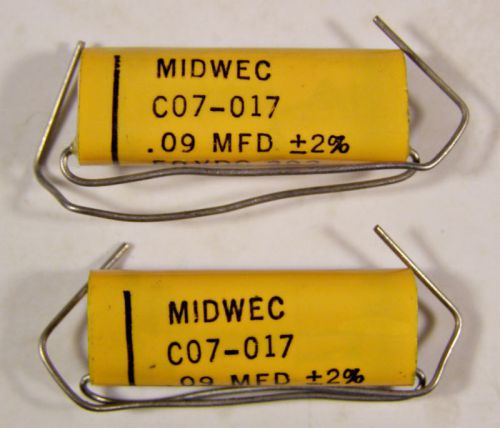 3 MIDWEC .09uf 50VDC Metallized Polyester Capacitors NOS +/-2%