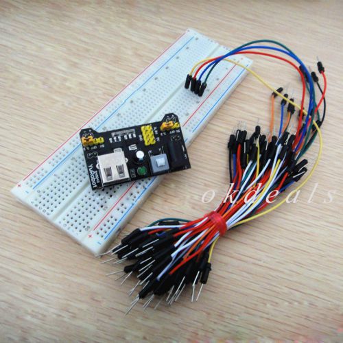 Mb102 830 point solderless pcb breadboard+65pcs jump cable wires+power supply for sale
