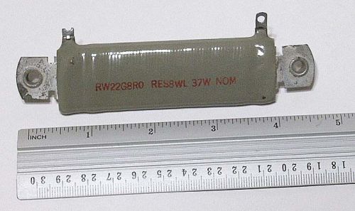 Vintage 3.5 Inch RW22G8RO RES8WL 37W NOM Ceramic Resistor