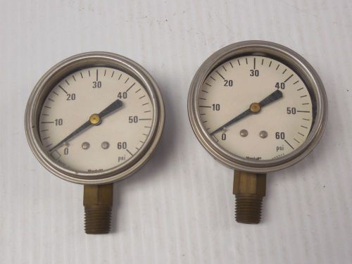 NEW LOT OF 2 MARSHALL TOWN PRESSURE GAUGE 093311 0-60 PSI 1/4&#034; NPT 2-1/4&#034; FACE