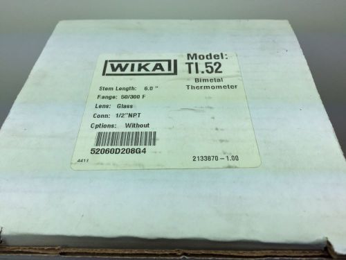 New! wika model ti.52 bimetal thermometer 52060d208g4 6.0&#034; stem 50/300 deg f for sale