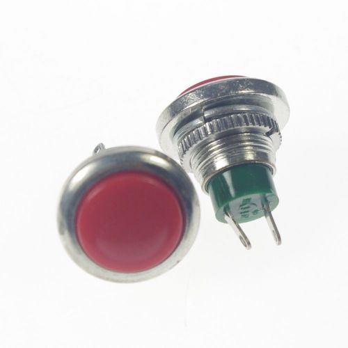 2 x  Red OFF-(ON) NO 2 Pin SPST 2A 125VAC Mounting Hole 12mm Push Button Switch