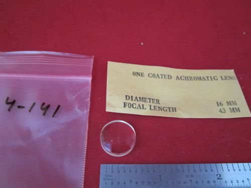 OPTICAL ACHROMATIC LENS 16 mm Dia FL 43 mm LASER OPTICS #4-141 BIN #4