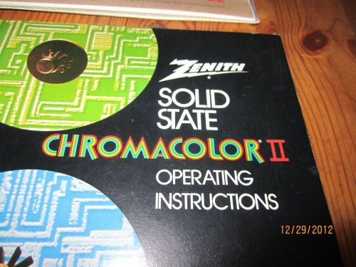 Zenith Solid State Chromacolor II Operating Instructions