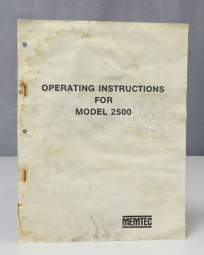 Memtec Model 2500 Buffered Data Terminal Operating Instructions