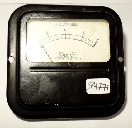 Vintage Shurite DC Ammeter Square Panel Current Meter 0-8 Amps Amperes D.C. VDC