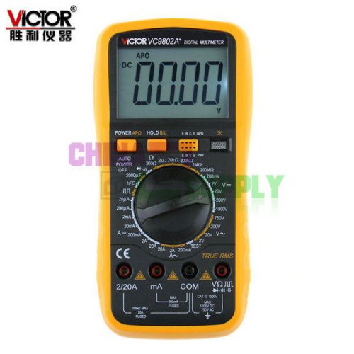 VICTOR 9802A+ Resistance Capacitance T-RMS TTL Amp Ohm AC Volt Meter Multimeter