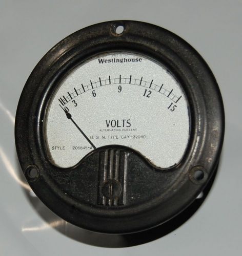 WESTINGHOUSE 0-15 Volts AC - 3-1/2&#034; ROUND PANEL METER
