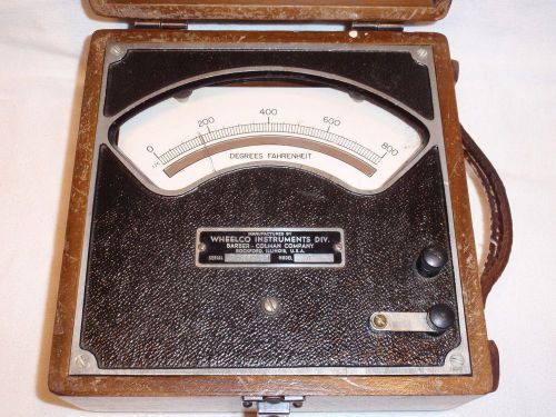 Vintage Wheelco MODEL 4 - Thermometer Thermocouple Meter in Wood Case