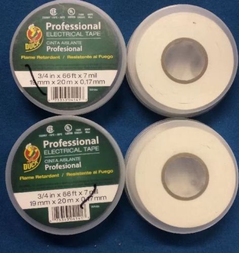 Duck Professional Electrical Tape 3/4in X 66ft ~ White (Lot of 4)