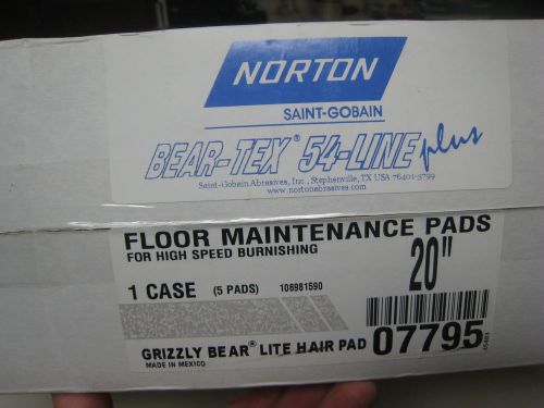 NORTON # 07795 Beartex 54-Line High Speed Burnishing Pads 20 inch Case of 5