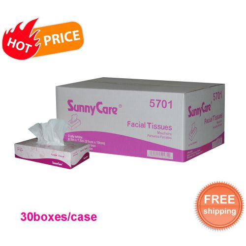 30 Boxes White 2-Ply Paper Facial Tissue,100/box, 30 boxes/case