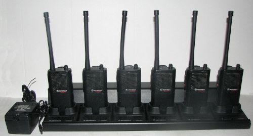 Six Motorola Radius SP10 VHF Two-Way Radios with Gang Charger