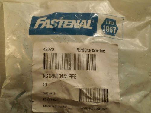 Qty= 10: fastenal 3/8&#034;-16 x 1&#034; pipe size zinc plated round bend u-bolt (no nuts) for sale