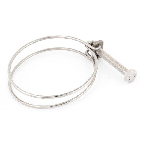 NEW 80mm-90mm Adjustable Silver Tone Metal Double Wire Hose Clamp