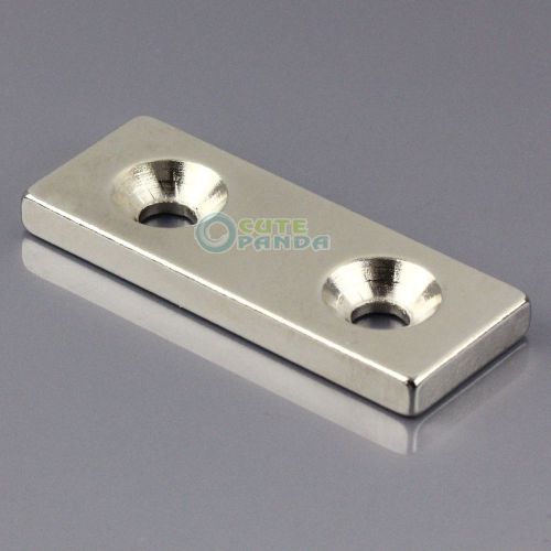 One n50 strong block magnet 50mm x20mm x 5mm two holes 5mm rare earth neodymium for sale