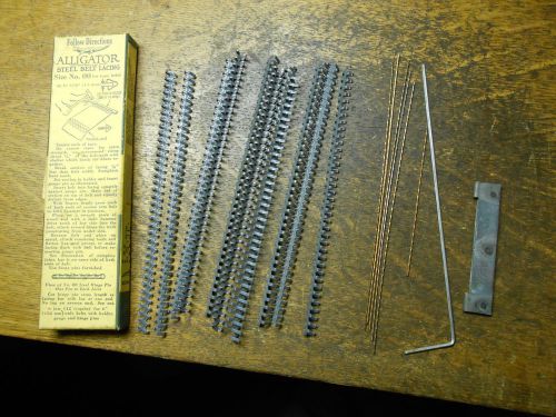 Alligator  Steel Belt Lacing Size #00   up to 1/16&#034;- 11- 6&#034; pieces -5 1/2 hinges