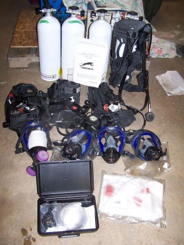 Lot of 4 sperian panther scba rigs with 30 min al tanks  + tsi 8025-13 mask test for sale
