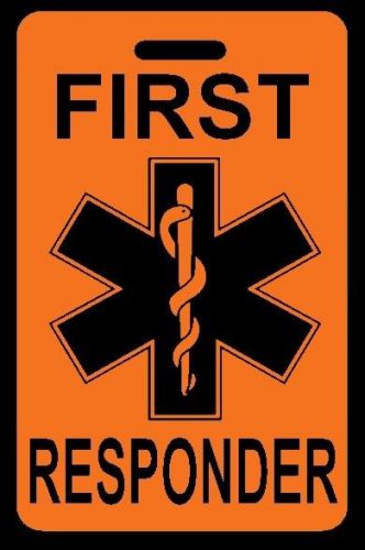 Orange FIRST RESPONDER Luggage/Gear Bag Tag - FREE Personalization - New