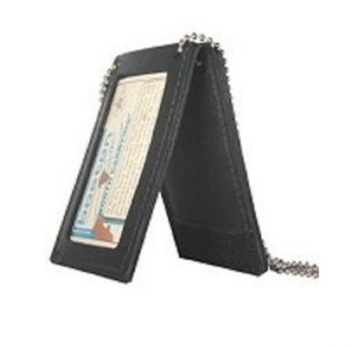 Boston leather 5845npb-1 black leather badge holder for neck, pocket and belt for sale