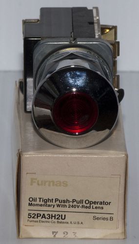 Furnas 52PA3H2U Red Lens 240V Oil Tight Push-Pull Momentary Operator, Series B