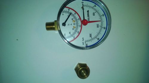Watts temperature and pressure gauge 3&#034;  1/2 dptg1-3  0-50 psi  32-248f 1/4 mpt for sale