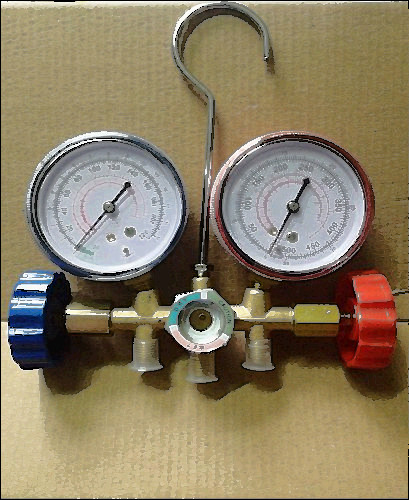red gauges for sale, Hvac r12 r22 r502 a/c diagnostic manifold gauge kit w/3 color  charging hoses