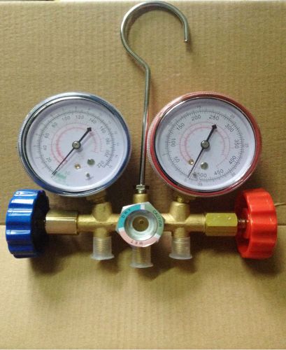Hvac r12 r22 r502 a/c diagnostic manifold gauge kit w/3 color  charging hoses for sale