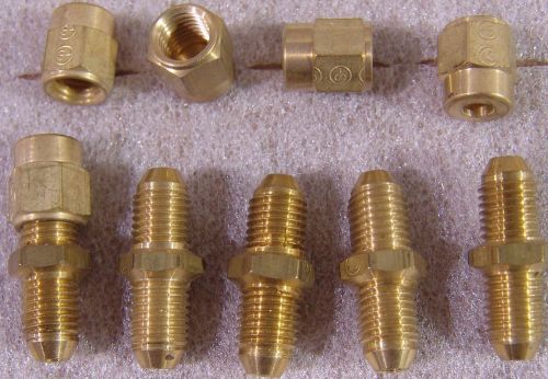 showa lube oil fittings (5) male (5) female brass 3/32&#034; unused