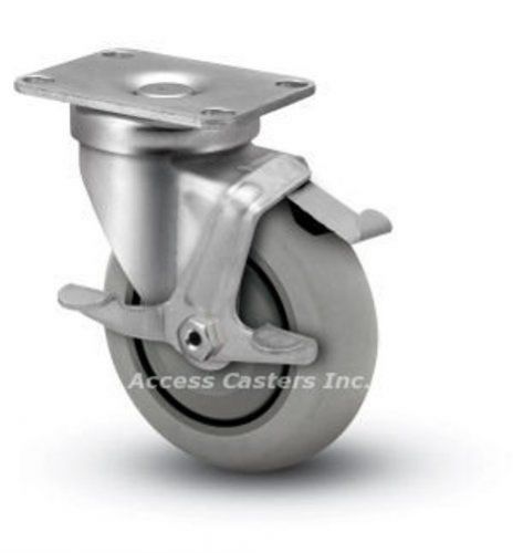 5a02xsb 5&#034; x 1-1/4&#034; swivel plate caster with brake, extra soft round tread wheel for sale