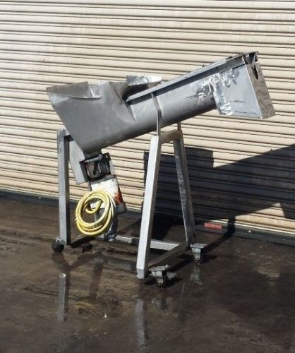 8” x 36” SS Incline Screw Conveyor with SS Hopper, Material Handling