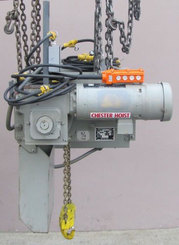 Chester 1500 lbs Electric Chain Hoist and Trolley 60 ft lift 460V 3 Phase