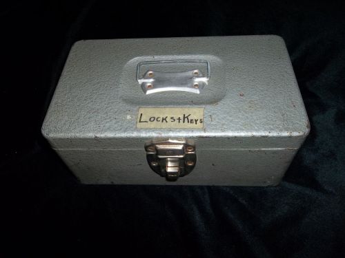 Grey Metal Lock Box with Handle no Key