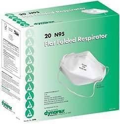 Box of 20 Dynarex N95 Flat Folded Respirator Individual Wrapped Masks CDC NIOSH
